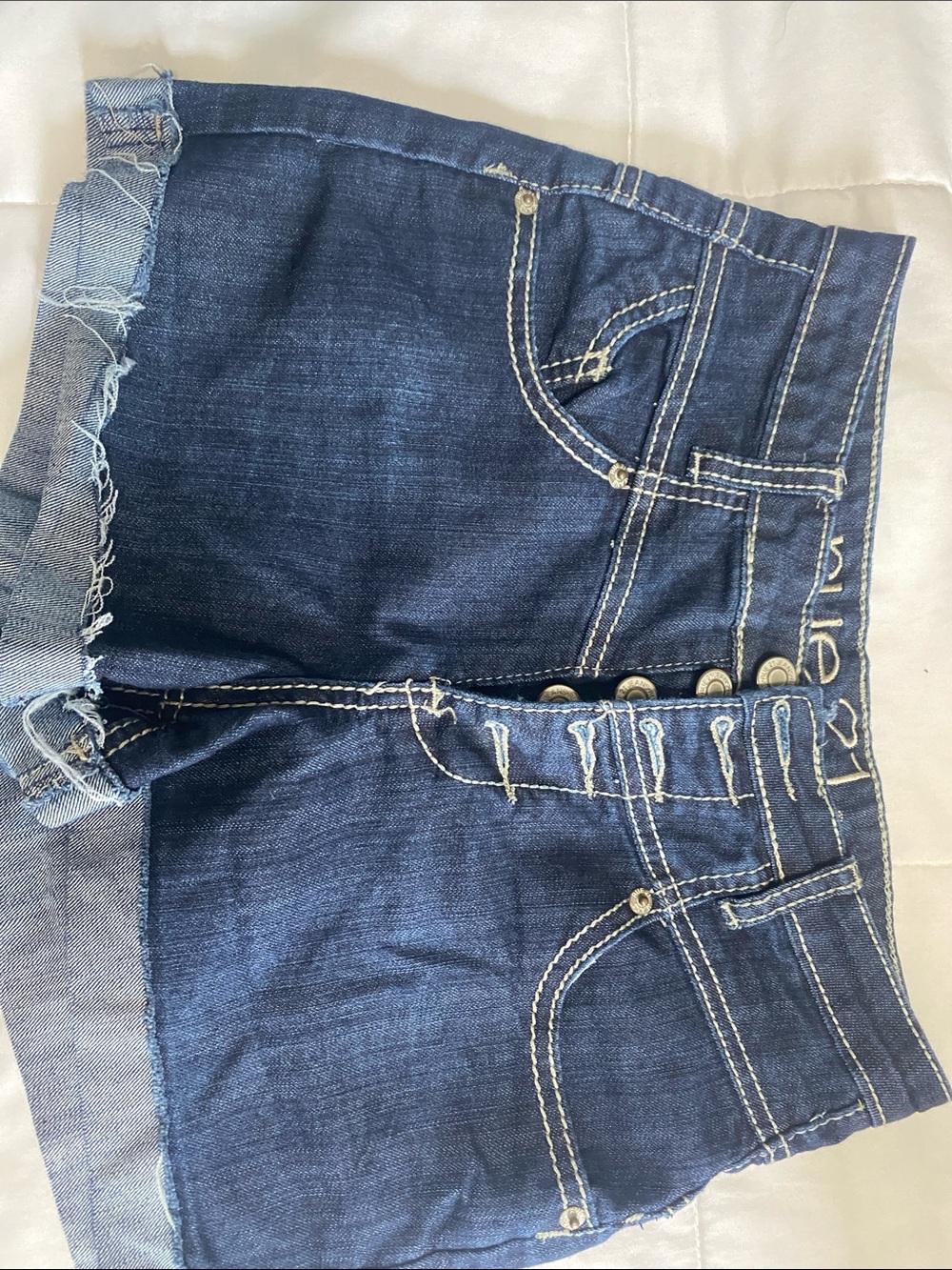 Rue21 Dark Blue Button-Fly Rolled Hem Denim Shorts